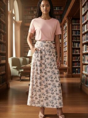 Brandy Melville Blush Pink Floral Maxi Skirt